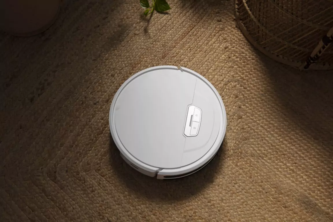 robot vacuum cleaner in a modern home